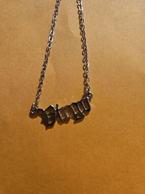 Silver-tone 'Virgo' Script Pendant Necklace - Women Jewelry